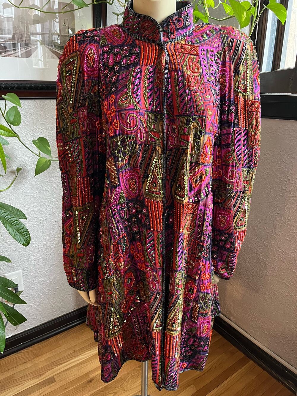 Vintage French Collizioni Beaded Silk Jacket